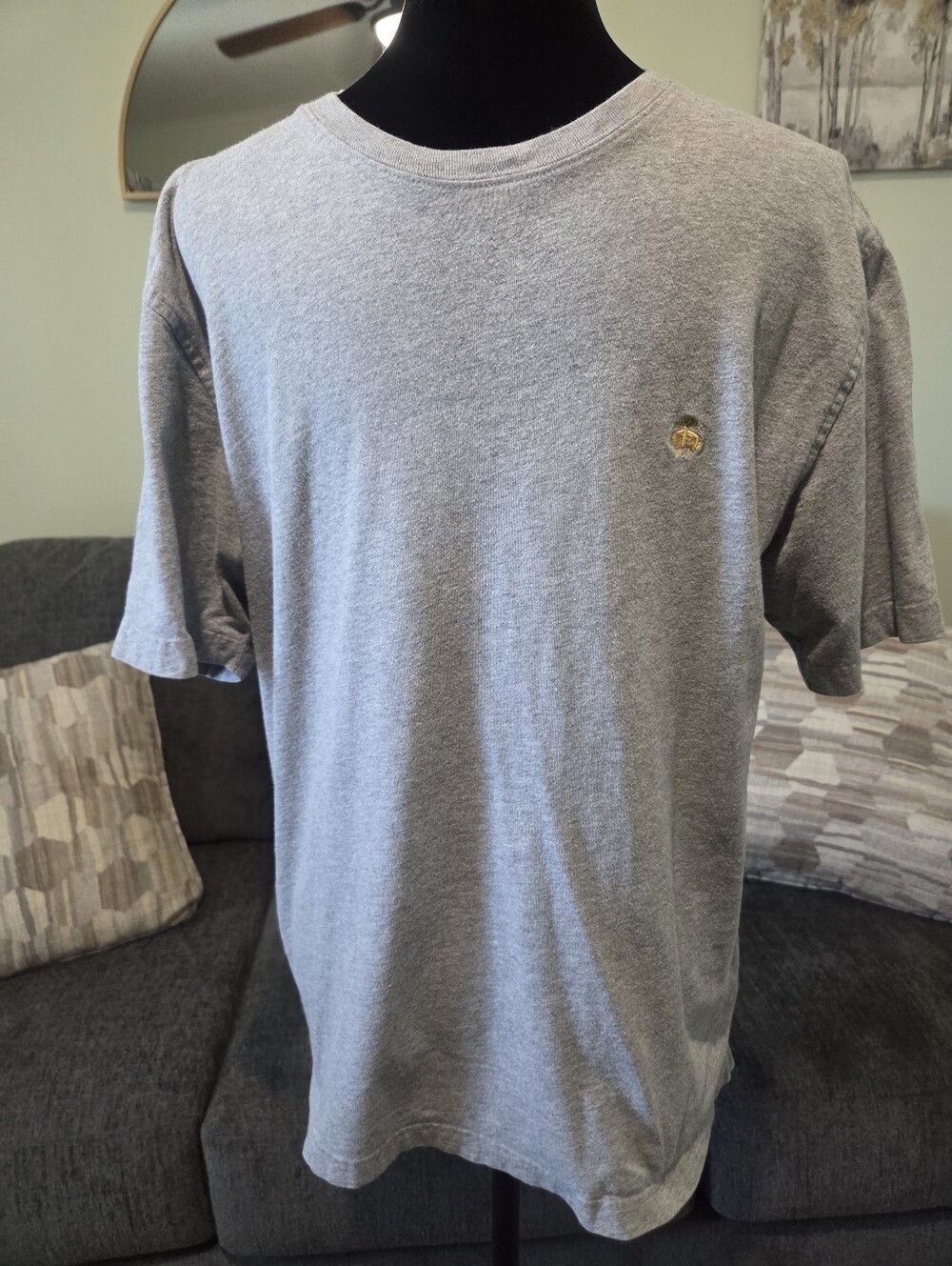 Brooks Brothers Gray Short Sleeve Crewneck Tee with Gold Logo
